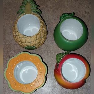 Party Light Ceramic Tealight candle holders peach, pineapple, cantaloupe & Apple